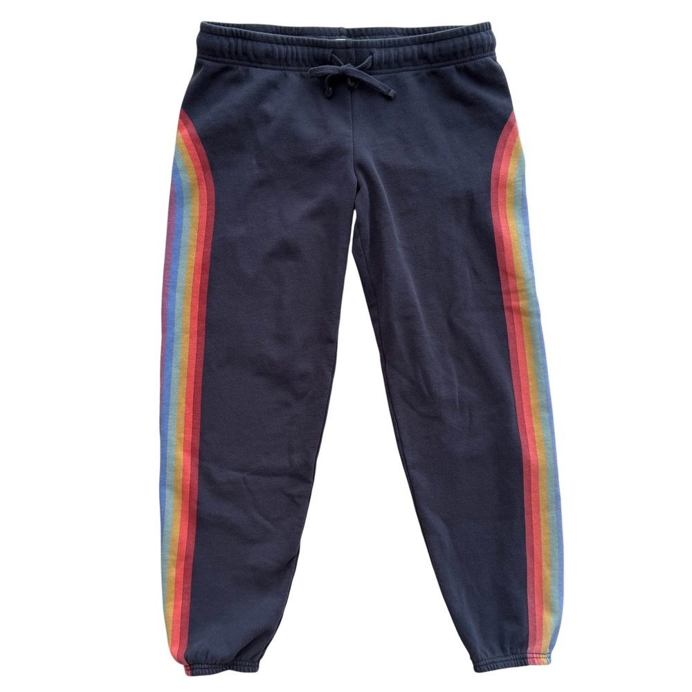 Marine Layer Rainbow Stripe Anytime Sweatpants Charcoal Gray Joggers Medium M